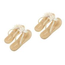 2Stk Damen Sommer Slipper Beige PU Gummisohle Für Strand Party