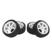 1/10 RC-Reifen 4 Stück Kunststoff Gummi für TAMIYA TT01 TT02 Glatte Oberfläche Weiß