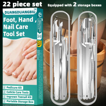22-in-1 Stainless Steel Ingrown Toenail & Cuticle Kit – Odorless Pedicure/Manicure Set, Travel-Friendly with Case