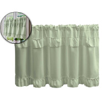 Ruffled Short Curtain – Lightweight Half Curtain for Kitchen Sink, Cabinet, Coffee Area & Windows | Compatible with Home, Cafe & Office