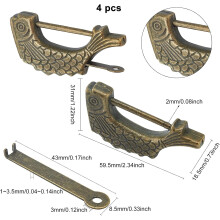 Antique Bronze Fish-Shaped Padlock with Key 4 Sets