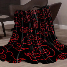 Ultra-Soft Flannel Blanket with Red Cloud Print – 100% Polyester, All-Season, Machine Washable, for Home/Camping/Travel/Gifting