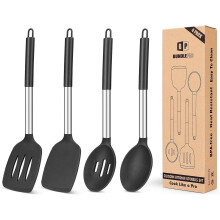 4-Piece Silicone Cooking Utensils Set, Non-Stick Heat-Resistant Spatulas & Slotted Spoons, BPA-Free, Compatible with Non-Stick Cookware