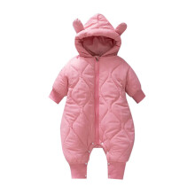 Baby Snowsuit Winter Romper Hooded Boys Girls Jumpsuit Bear Thick Windproof Cap Infant Winter Clothes Pink 3-6 Months