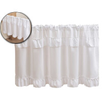 Ruffled Short Curtain – Lightweight Half Curtain for Kitchen Sink, Cabinet, Coffee Area & Windows | Compatible with Home, Cafe & Office