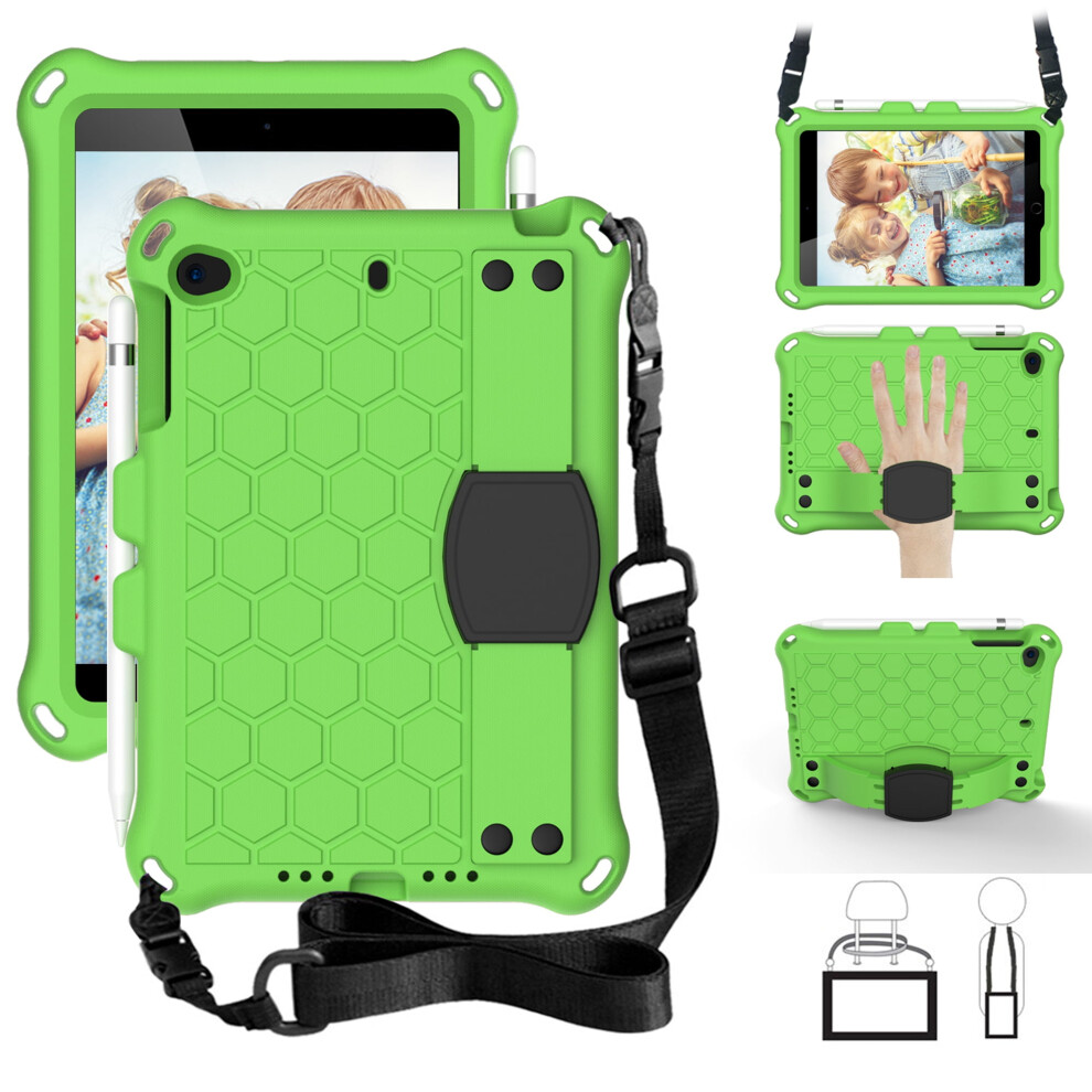 Kids Case For Ipad Mini 1-5 (7.9"), Lightweight Shockproof Cover With Kickstand, Handle & Shoulder Strap Â Green/Black 9009879641735
