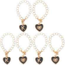 6Pièces Chaînes Pendentifs Lettres Fines Noir Pour Breloque