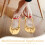 1Paire Chaussures De Ballet Dorées PU Talon Pour Danse 7