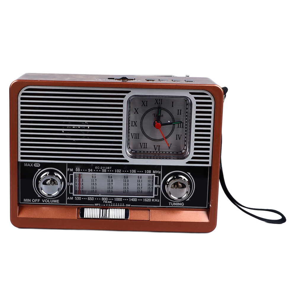 Vintage Fm/Am/Sw Bluetooth Radio With Flashlight & Clock, 1200Mah 6941387699705