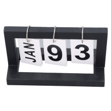 Vintage Wooden Flip Desk Calendar – Nordic Style, Large Display, Black