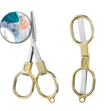 Foldable Stainless Steel Mini Travel Scissors - Portable Safety Pocket Nursing Scissors for Travel, Home, Office, Craft, Sewing