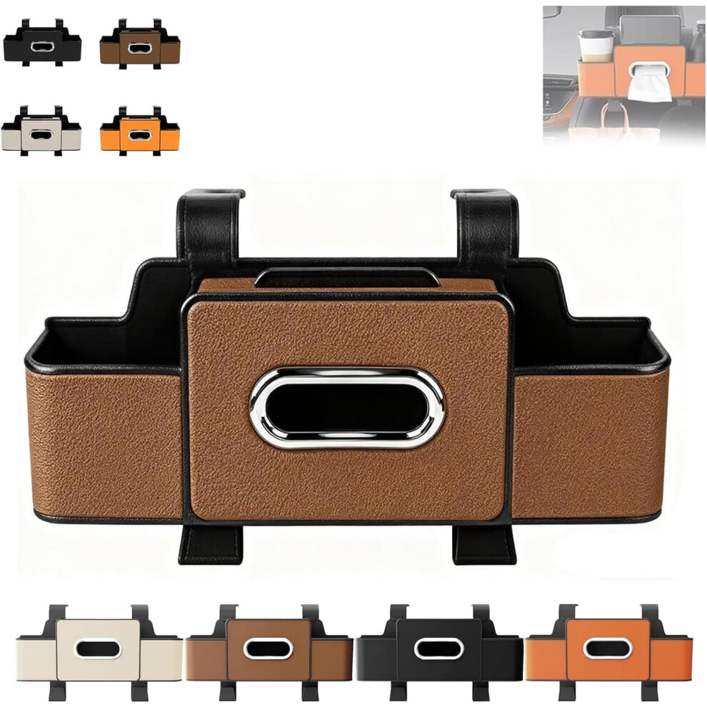 Car Seat Back Storage Box With 2 Cup Holders, Tissue Box & Hook Â Compatible With Most Cars 9009879643784