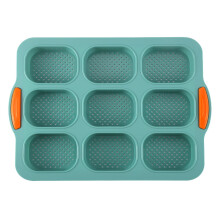 Silicone Mini Loaf pan-(1PCS) 9 Cavities Bread Pan, Non-stick Silicone Baking Molds for Bread, Cake, Cornbread, Brownie, Mini Sized Cheesecake