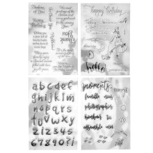 Stampaí Rubair DIY le haghaidh Scrapbooking, Tacar Stampaí Silicone Trédhearcach chun Strus a Mhaolú le Focail Mhothúcháin agus Eilimintí
