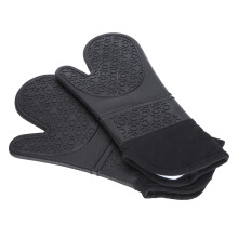 6Pcs Silicone Kitchen Pot Holder Oven Mitts Heat Insulation Gloves Black