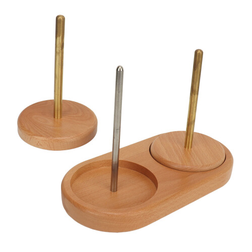 Double Yarn Holder Stand, Detachable 10.5"/26.7cm, Beech & Copper 2