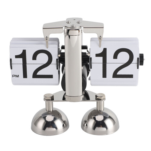 Mechanical Digital Flip Down Clock Battery Powered Home Office Decor White 2