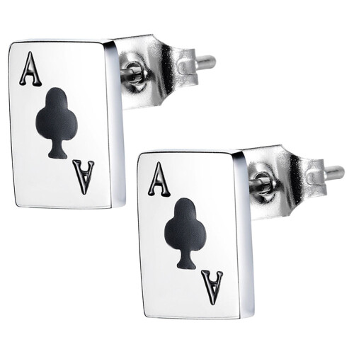 3Paires Boucles Oreilles Décor Poker , Style Chic Et 1