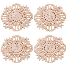 Unbranded wooden appliques unpainted carved onlays 4 pcs