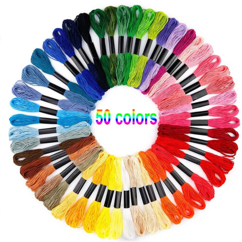 Hand Embroidery Kit for Beginners with 50 Threads Tools and 2