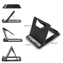 Universal Foldable Phone Stand for Vertical and Horizontal Viewing Adjustable Support Black