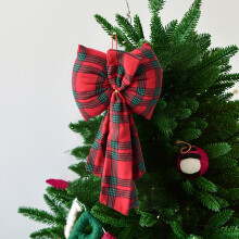 Christmas Gingham Ribbon Bows with Twist Tie Red and Green Buffalo Check Premade Bows for Gift Wrapping Basket Wedding Baby Shower Brithday Party