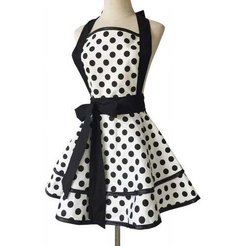 Cotton retro apron for women black handmade 2