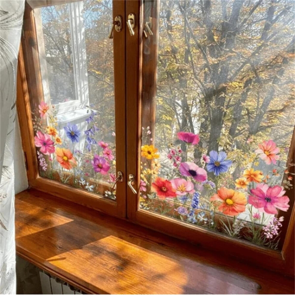 2024 New Colorful Floral Bouquet Window Sticker, Window Wall Decal, Wildflower Wall Decals, Flower Window Decals, Garden Wall Decals