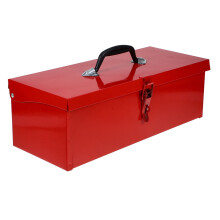 Portable Metal Tool Box Heavy Duty Toolbox With Latch Closure Tool Carrying Case Small Parts Storage Box Organizer For Home Garage Red