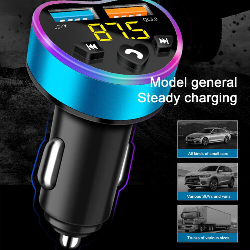 USB Car Adapter Bluetooth Kit with QC3.0 Fast Charging 2