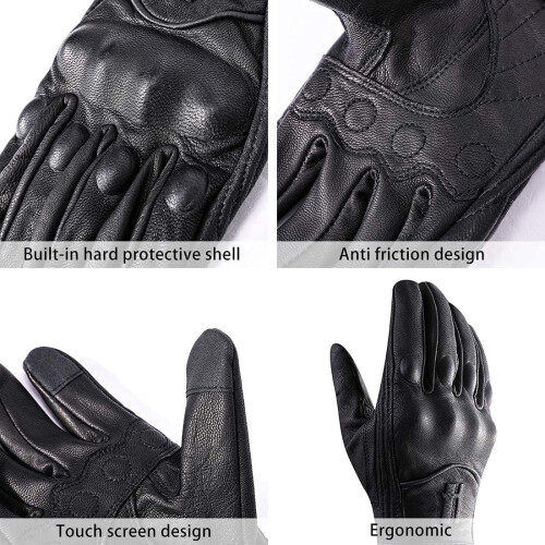 Leather Motorcycle Gloves for Men Touchscreen GM028 1