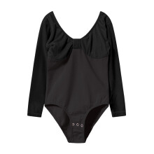 Kids Girls Long Sleeves Leotard for Ballet Dance Gymnatics One Piece Dance Velvet Bodysuit Dancewear Black 4-5 Years