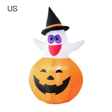 Opblaasbare pompoendecoratie voor Halloween, griezelige sfeer, opblaasbaar spook met draaiende ledlampjes voor tuinfeest, schattige vorm