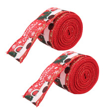 Christmas Craft Ribbon With Wired Edge, Retro Style Burlap Ribbon Set For Wreath Making Gift Wrapping Eco-Friendly Occasion Decorations Festive