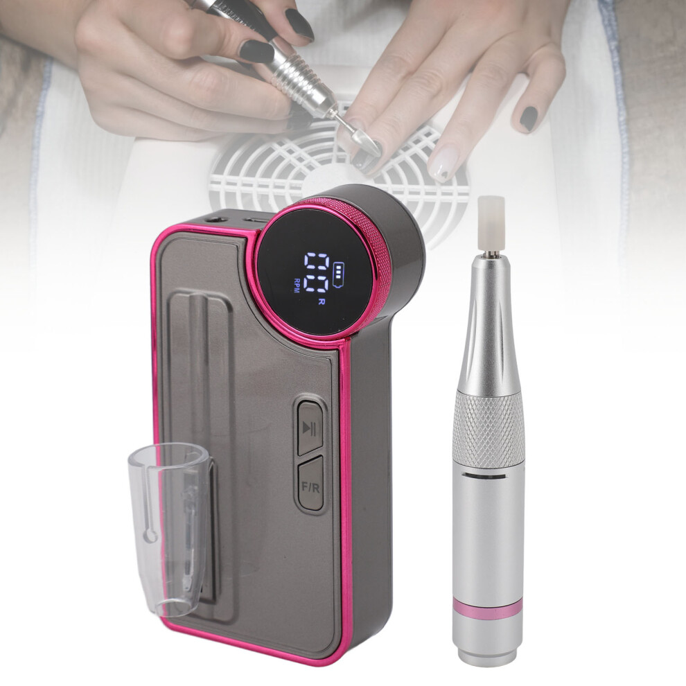 Electric Nail Drill Machine 35000RPM, Low Noise, 2400mAh Battery, LCD Screen