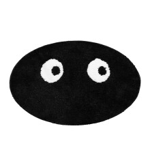 Black Round Flocking Rug 80x80cm Soft Skid-Resistant Carpet for Bedroom