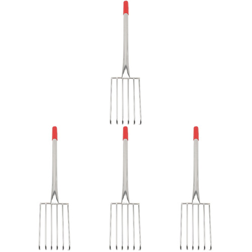 4Pièces Râteau Acier Inoxydable, Manche Confortable, Pour Sol