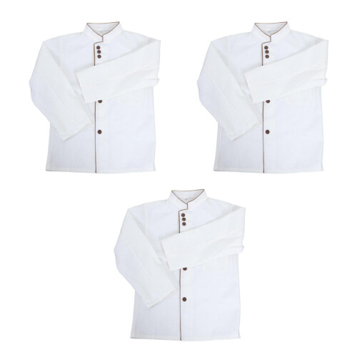 3Pcs White Long Sleeve Breathable Wearproof Coats