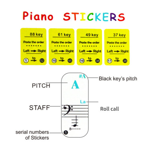 Piano Keyboard Stickers - Transparent 37-88 Keys 2