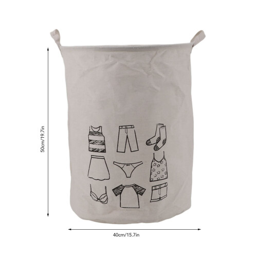 Large Foldable Laundry Basket 50x40cm Cotton Linen Collapsible Hamper 1