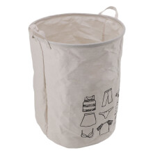 Large Foldable Laundry Basket 50x40cm Cotton Linen Collapsible Hamper