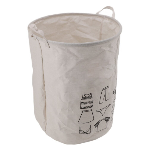 Large Foldable Laundry Basket 50x40cm Cotton Linen Collapsible Hamper