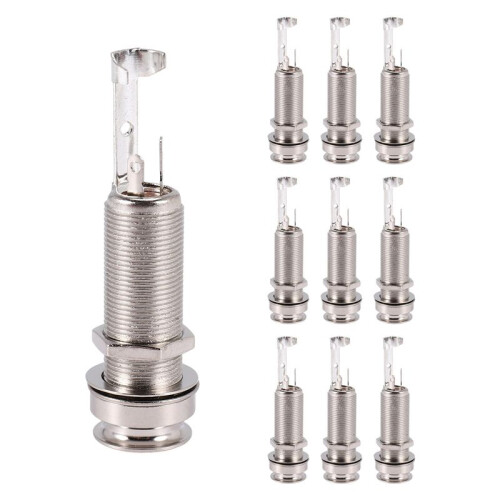 10PCS Guitar Pickup Endpin Output Jack Nickel Strap Lock Chrome