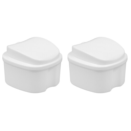 2Pièces Boîte Pour Dentier Portable Blanche, PP De Qualité 1