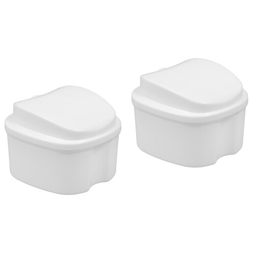 2Pièces Boîte Pour Dentier Portable Blanche, PP De Qualité 2
