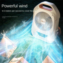 Tragbarer Camping-Ventilator für Den Außenbereich, 10.000-Mah-Akku, Led-Licht, Automatische 90-Oszillation, Kabellos, Ideal für Camping und Den