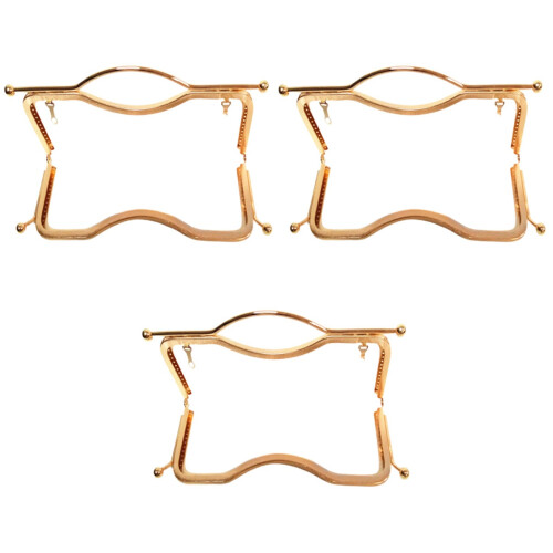 3Pcs Golden Metal Purse Frames Clutch Frames with Lock for Bag Making 2