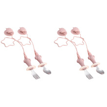 2Ensembles Ensemble Couverts Bébé Silicone Rose Ventouse Anti-Chute