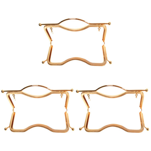 3Pcs Golden Metal Purse Frames Clutch Frames with Lock for Bag Making