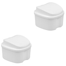 2Pièces Boîte Pour Dentier Portable Blanche, PP De Qualité